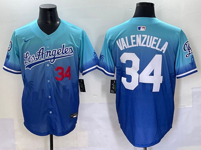 Men 2025 Los Angeles Dodgers #34 Valenzuela Blue Nike MLB Jersey Daoqite style 3->los angeles dodgers->MLB Jersey
